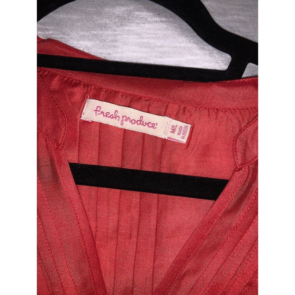 Fresh Produce Cover Up Dress Tunic Solid Red 3/4 Sleeve Size Medium - Picture 4 of 6
